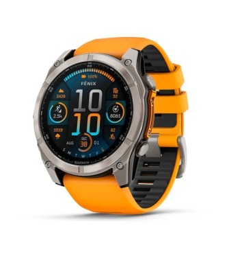 FENIX 8 AMOLED 51MM, AMOLED SAPPHIRE, TITANIO CON CORREA DE SILICONA NARANJA