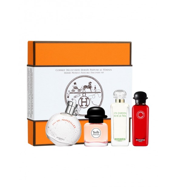 HERMÈS HP 107298V0 COFF 1 PC Coffret cont.: Twilly D.Hermès Eau de Parfum 7,
5 ml + Un Jardin Sur le Nil Eau de Toilette 7,5 ml + Eau des Merveilles Eau de Toilette 7,5 ml + Eau de Rhubarbe Ecarlate Eau de Cologne 7,5 ml