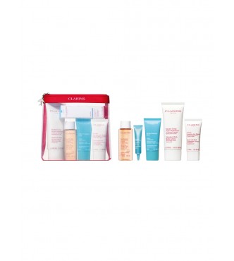 Clarins Travel Sets Head-To-Toe Travel Set cont.: Moisture-Rich Body Lotion 100 ml + Cleansing Micellar Water 50 ml + Hydra-Essentiel Hydrating Crea 1PC