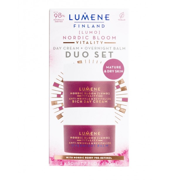 LUMENE Lumene NordBloLumo 83832 SET 1 PC Vitality Anti-Wrinkle and Revitalize Set cont.: Rich Day Cream 50 ml (Ref.1568385) + Overnight Balm 50 ml (Ref.1568386)