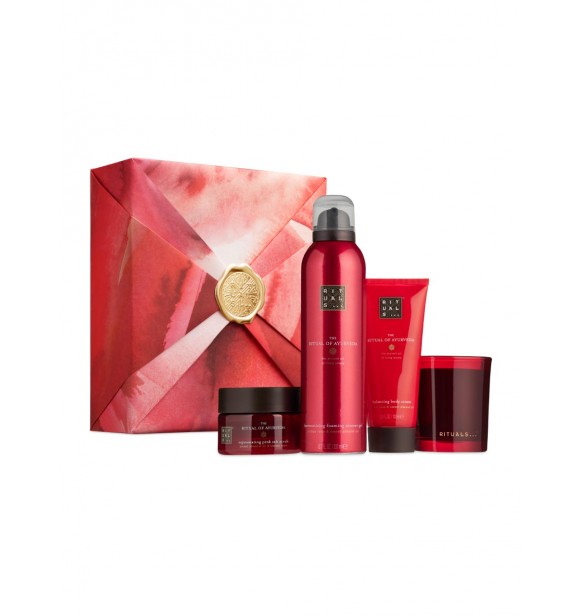 Medium Gift Set cont.: Body Cream 100 ml + Body Scrub 125 g + Foaming Shower Gel 200 ml + Scented Candle 140 g