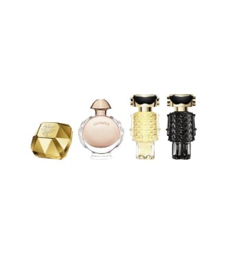 RABANNE Rabann 65200470 COFF 1 PC Coffret cont.: Fame Eau de Parfum 4 ml + Fame Parfum 4 ml + Lady Million Eau de Parfum 5 ml + Olympéa Eau de Parfum 6 ml