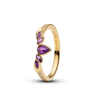 PANDORA 164135C01 Anillo de Anna de Frozen de Disney bañado en oro de 14 k con cristal violeta y circonita cúbica transparente.