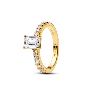 164506C01-60 14k gold-plated ring with clear cubic zirconia