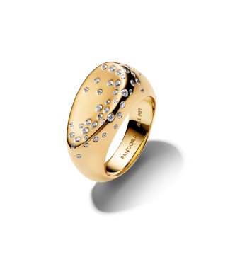 164671C01-60 14k gold-plated ring with clear cubic zirconia