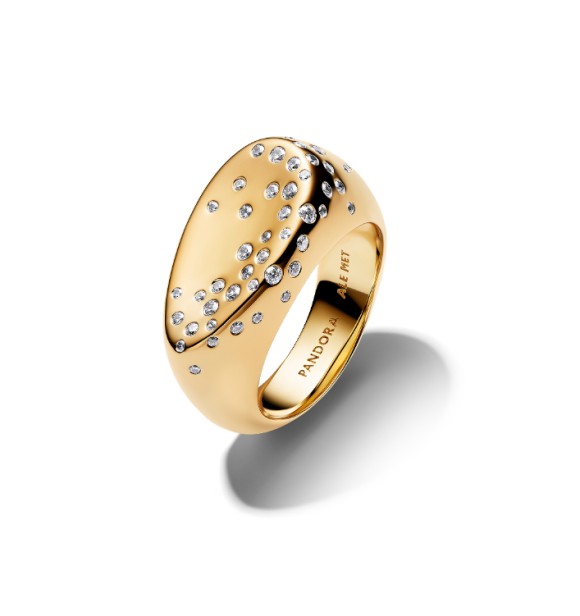 164671C01-60 14k gold-plated ring with clear cubic zirconia