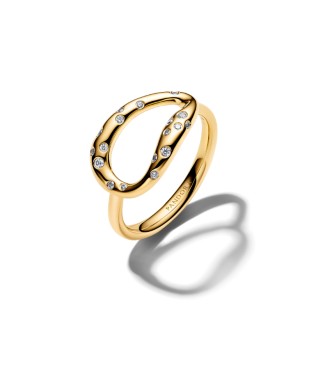 164676C01-54 14k gold-plated ring with clear cubic zirconia