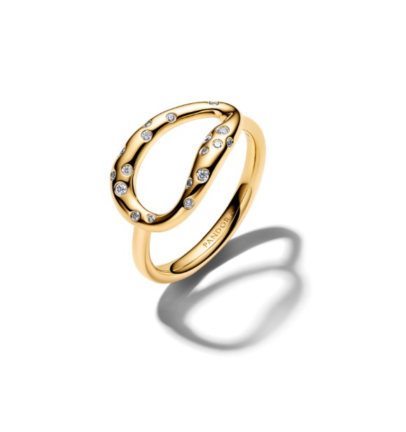 164676C01-52 14k gold-plated ring with clear cubic zirconia