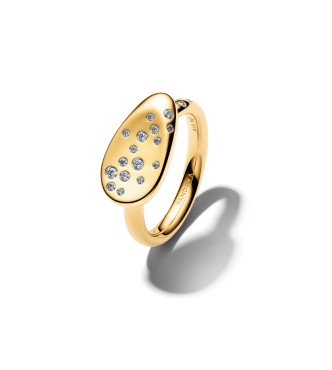 164707C01-54 14k gold-plated ring with clear cubic zirconia