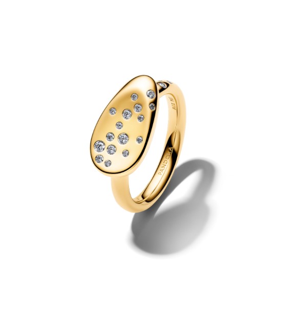 164707C01-58 14k gold-plated ring with clear cubic zirconia