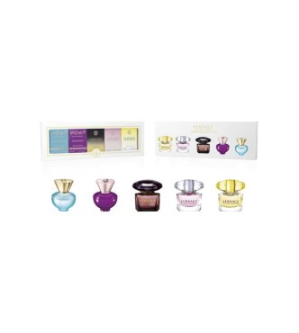 VERSACE Ver Coffret 799201 COFF 1 PC Coffret cont.: Dylan Turquoise Eau de Toilette 5 ml + Dylan Purple Eau de Parfum 5 ml + Crystal Noir Eau de Toilette 5 ml + Bright Crystal Eau de Toilette 5 ml + Yellow Diamond Eau de Toilette 5 ml