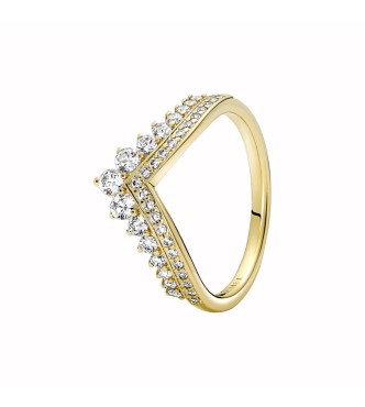 167736C01-54 Tiara wishbone 14k gold-plated ring with clear cubic zirconia