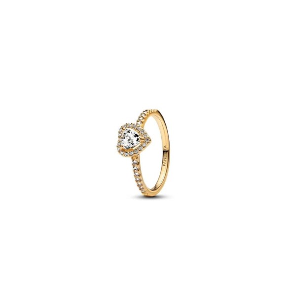 168421C01-54 Heart 14k gold-plated ring with clear cubic zirconia