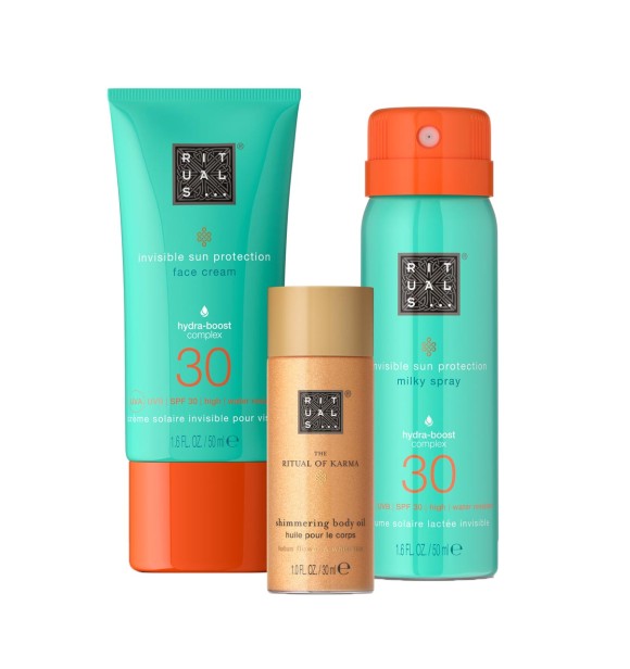 RITUALS Ritual Karma 1115530 SET 1 PC Set cont.: Shimmering Body Oil 30 ml + Sun Protection Face Cream SPF 30 50 ml (Ref.1379304) + Sun Protection Milky Spray SPF 30 50 ml (Ref.1508661)