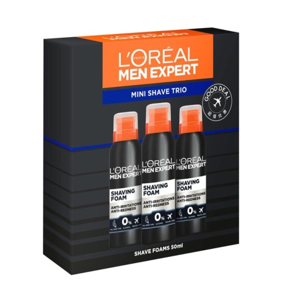 L.ORÉAL PARIS L.Oréa Men Expe TM762600 MCARE 1 PC Trio cont.: 3x Shaving Foam 50 ml