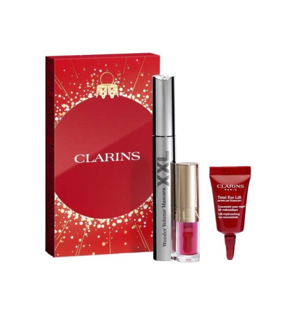 CLARINS Clarins 80121960 MUPSET 1 PC Set cont.: Wonder Perfect XXL Mascara N° 01 Black 8 ml (Ref.1633692) + Lip Comfort Oil 1,
4 ml + Total Eye Lift Eye Cream 3 ml