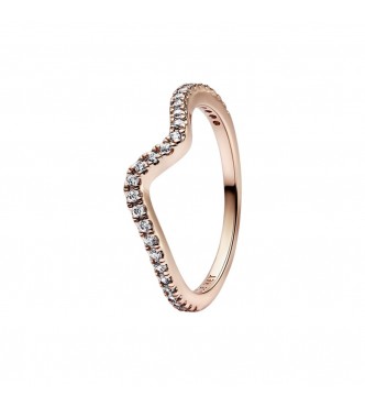 Wave 14k rose gold-plated ring with clear cubic zirconia