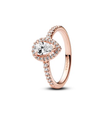 182835C01-54 14k Rose gold-plated ring with clear cubic zirconia