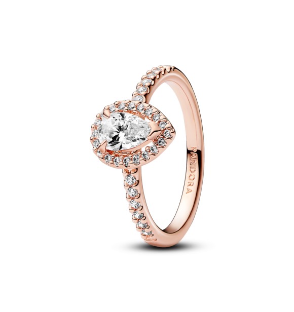 182835C01-54 14k Rose gold-plated ring with clear cubic zirconia