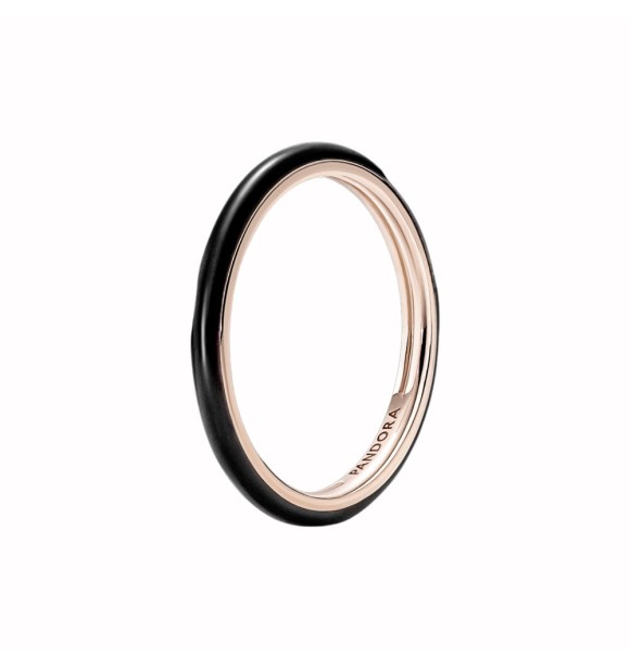 189655C01-54 14k Rose gold-plated ring with black enamel