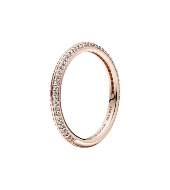 189679C01-54 14k Rose gold-plated ring with clear cubic zirconia