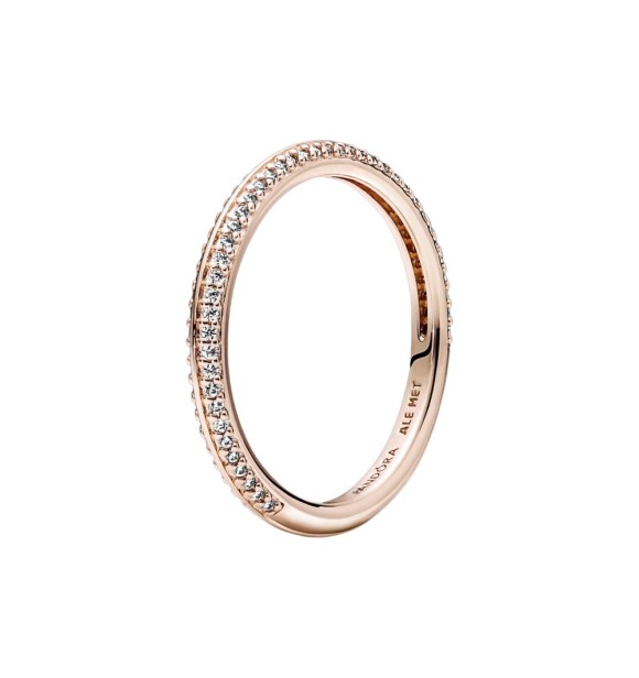 189679C01-48 14k Rose gold-plated ring with clear cubic zirconia