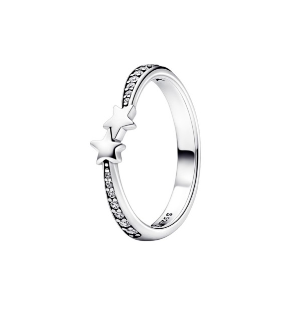 192365C01-50 Stars sterling silver ring with clear cubic zirconia