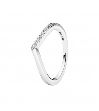 PANDORA 192394C01-48 Anillo Wishbone de plata de primera ley con circonitas cúbicas transparentes