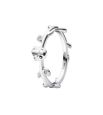 192566C01-50 Marvel Groot sterling silver ring with clear cubic zirconia and black enamel