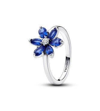 193000C01-54 Herbarium cluster sterling silver ring with princess blue crystal and clear cubic zirconia