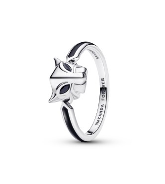 194223C01-54 Marvel Black Panther sterling silver ring with black crystal and black enamel