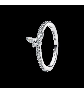 PANDORA 194269C03 Anillo de plata de ley con forma de mariposa y circonitas transparentes.