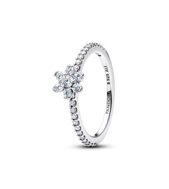 PANDORA 194499C01 Anillo de plata de ley con flor y circonitas cúbicas transparentes