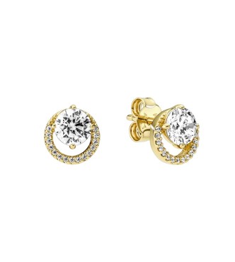 261248C01 14k Gold-plated stud earrings with clear cubic zirconia