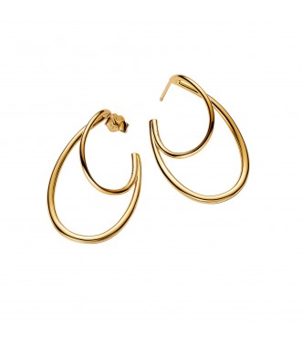 PANDORA 263870C00 Organically shaped 14k gold-plated hoop earrings