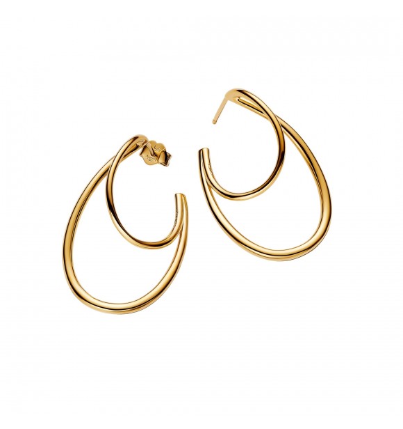 PANDORA 263870C00 Organically shaped 14k gold-plated hoop earrings