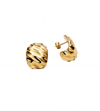 PANDORA 263879C00 Rippled 14k gold-plated hoop earrings and silicone