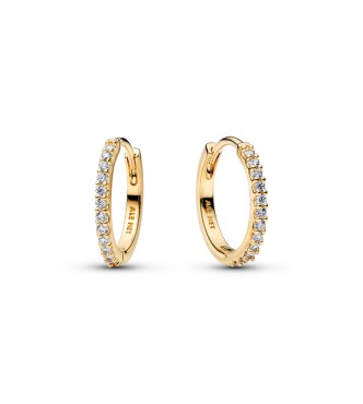 264649C01 14k gold-plated hoop earrings with clear cubic zirconia,
 16 mm