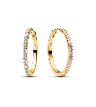 264652C01 14k gold-plated hoop earrings with clear cubic zirconia,
 22 mm
