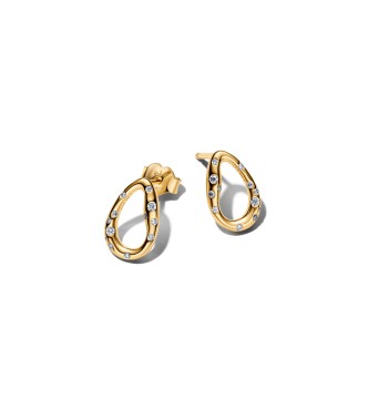 264659C01 14k gold-plated stud earrings with clear cubic zirconia