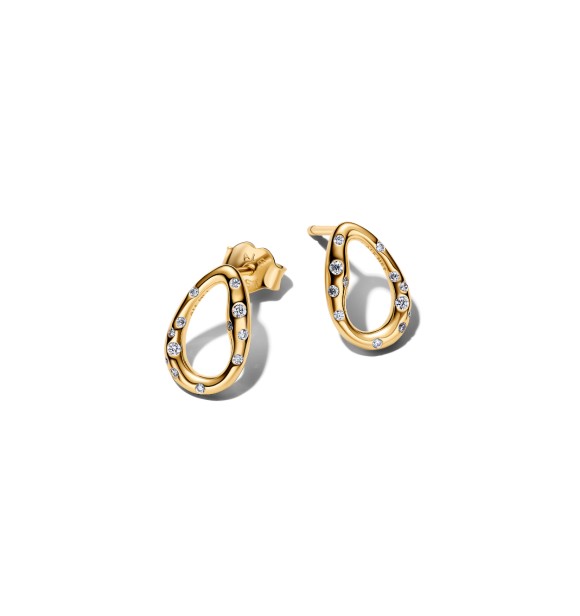 264659C01 14k gold-plated stud earrings with clear cubic zirconia