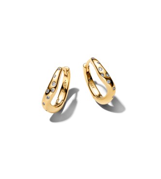 264663C01 14k gold-plated hoop earrings with clear cubic zirconia