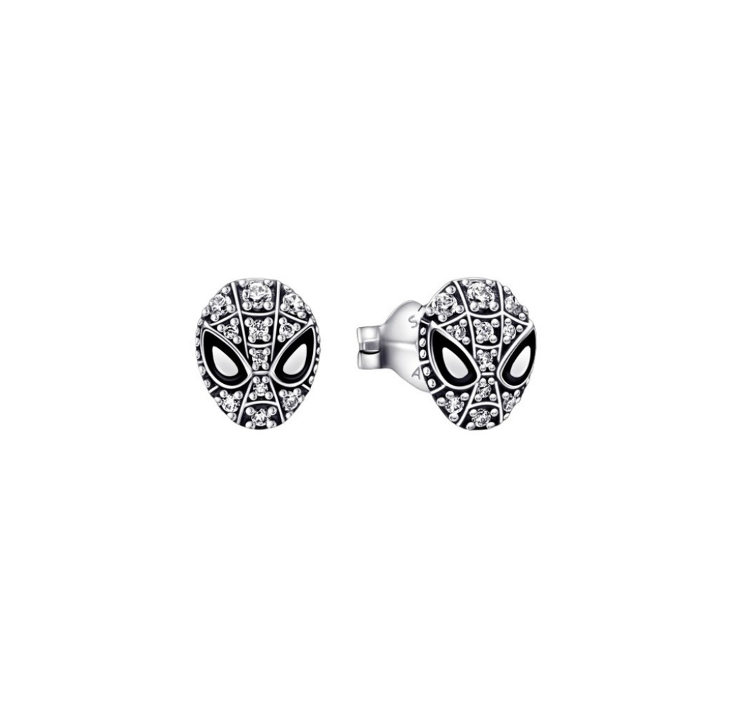 PANDORA 292354C01 Aretes de plata de de Spider-Man Marvel con circonitas transparentes
