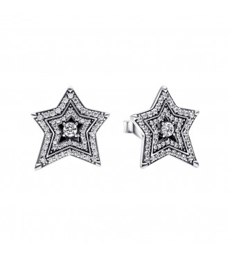 PANDORA 292415C01 Pendientes estrella de plata de primera ley con circonitas cúbicas transparentes