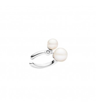 PANDORA 293151C01 Ear cuff de plata de primera ley con perla cultivada de agua dulce tratada en color blanco y circonita cúbica transparente