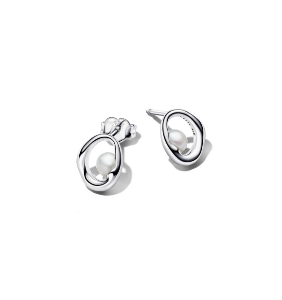 293295C01 Sterling silver stud earrings with white treated freshwater cultured pearl