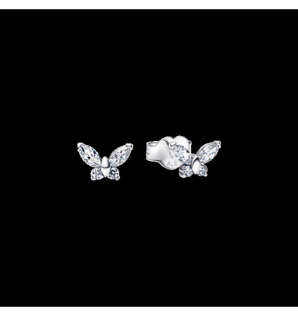 PANDORA 294263C01 Pendientes de mariposa de plata de ley con circonitas cúbicas transparentes