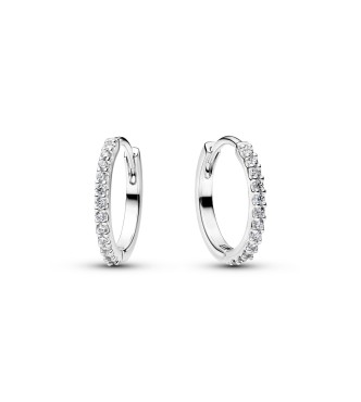 294649C01 Sterling silver hoop earrings with clear cubic zirconia,
 16 mm