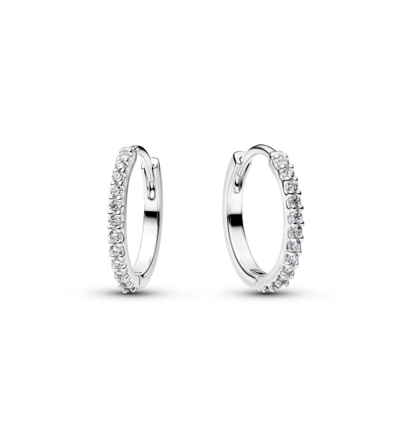 294649C01 Sterling silver hoop earrings with clear cubic zirconia,
 16 mm