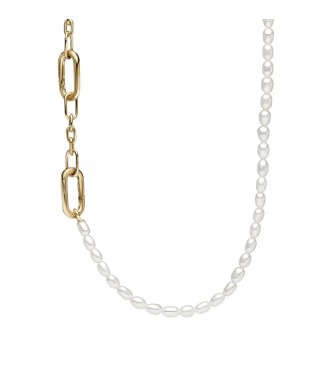 PANDORA 362302C01-45 Collar de eslabones chapados en oro de 14k y perlas cultivadas de agua dulce tratadas